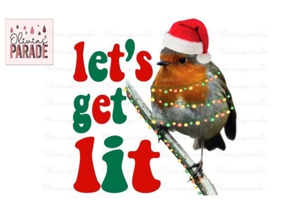 Lets Get Lit: Robin Christmas Lights PNG