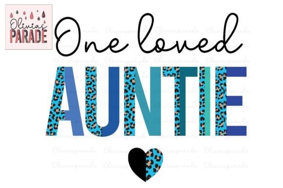 One Loved Auntie Blue Leopard Print Png