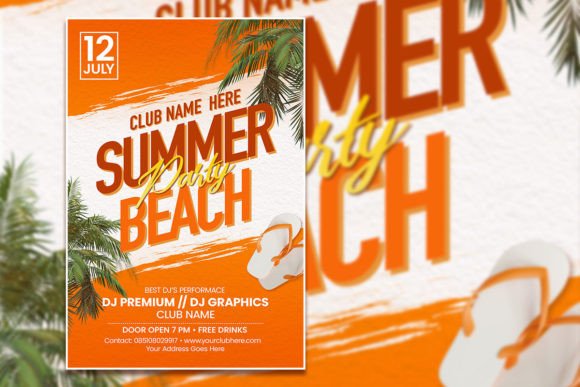 Summer Beach Party Flyer or Poster and Editable Summer Party Flyer Template