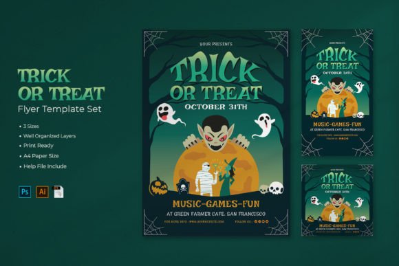 Trick or Treat Flyer Template Set